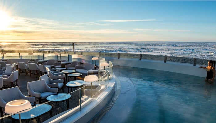 pool on board ponant's le commandant charcot in antarctica