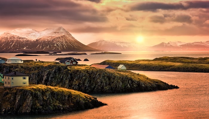 Sunrise over Stykkisholmur, Iceland