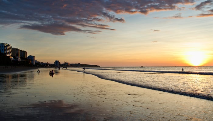Sunset over Manta beach, Ecuador