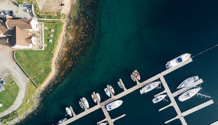 Aerial view of Craobh Haven, Scotland