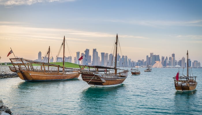 Dhows moored in Doha, Qatar