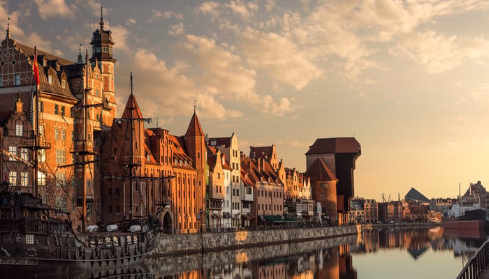 Motlawa river in Gdansk, Poland