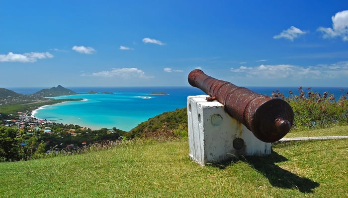 View of lagoon off Carriacou, Grenada