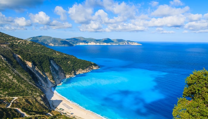 Myrtos Bay in Kefalonia, Greece