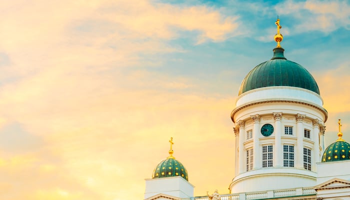 Helsinki cathedral at sunset