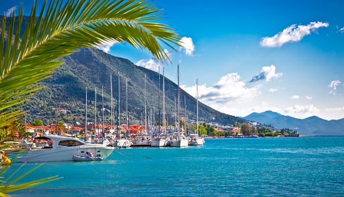 Nydri harbour on Lefkada island, Greece