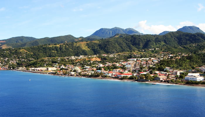 View of Roseau, Dominica from the sea