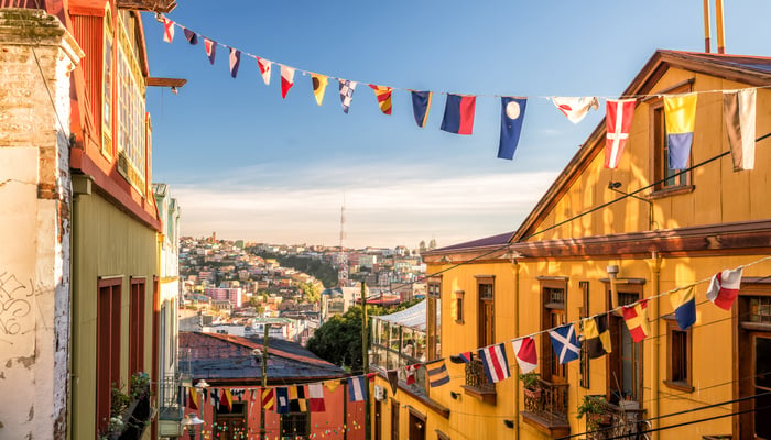 Colourful buildings in Valparaíso, Chile