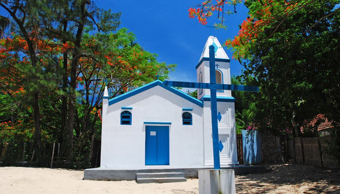Chapel on Aramacao beach, Ilhabela, Brazil