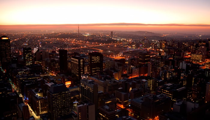 Sunset over Johannesburg, South Africa