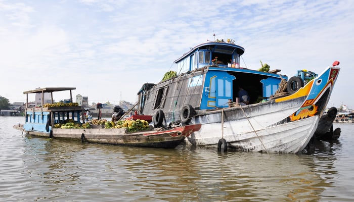 Floating market in Chau Doc, Vietnam