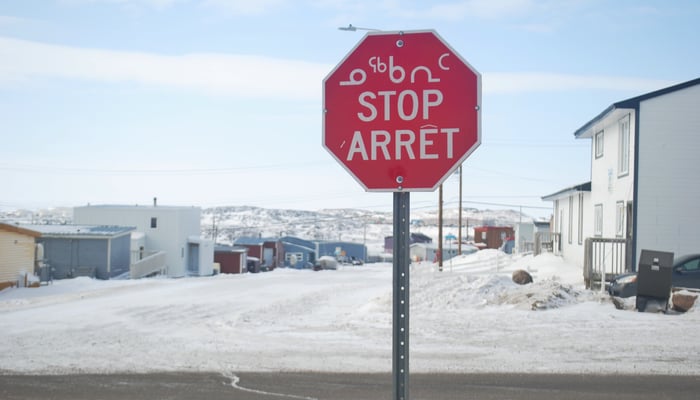 Inuit street sign in Iqaluit, Canada