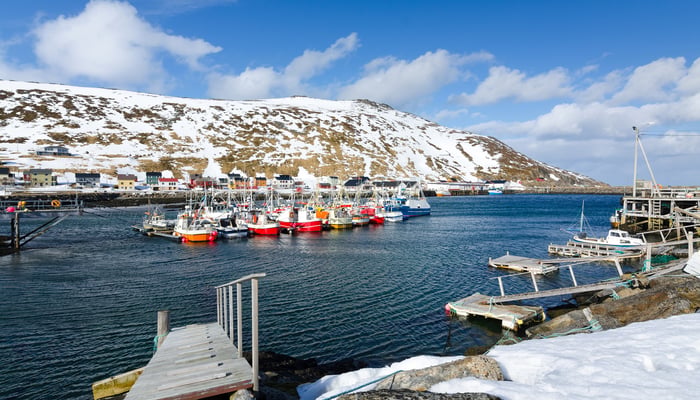 Fishing harbour in Skarsvag, Norway