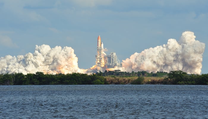 Space shuttle launch in Cape Canaveral, USA