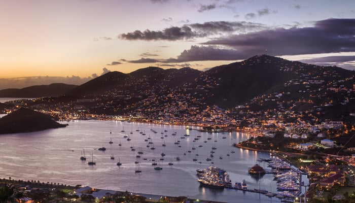 Charlotte Amalie at night, St Thomas