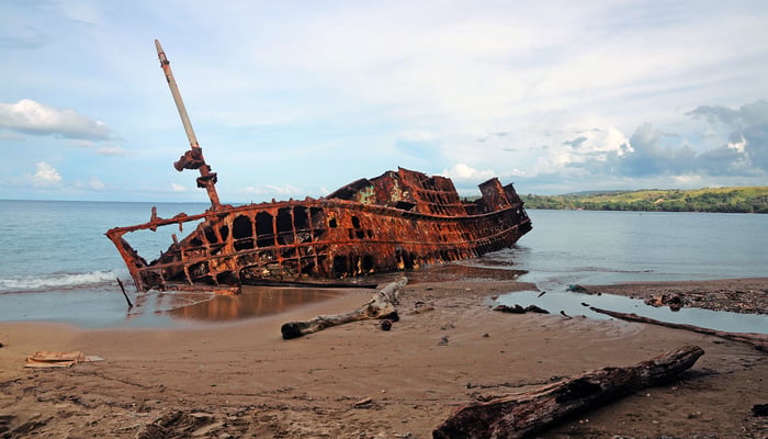 World War II shipwreck near Honiara, Guadalcanal, Solomon Islands