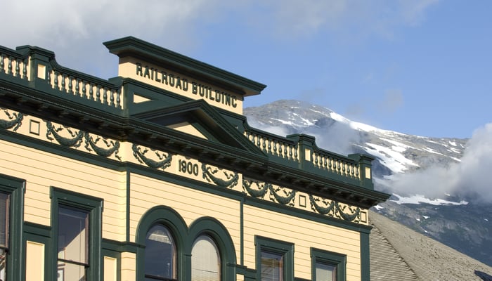 Railroad building in Skagway, Alaska