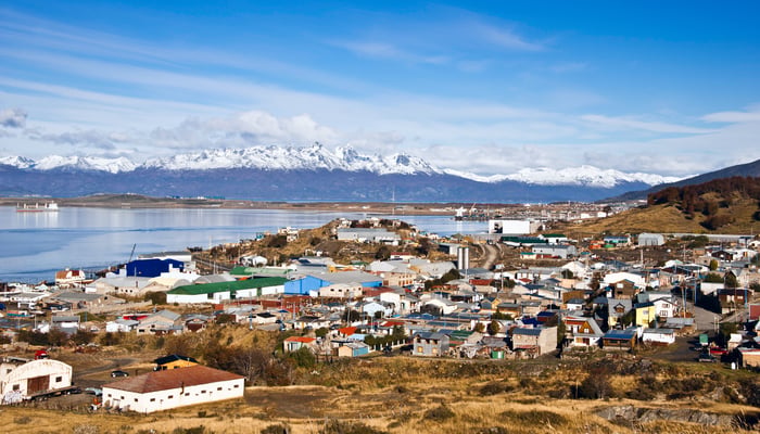 Aerial view of Ushuaia, Argentina