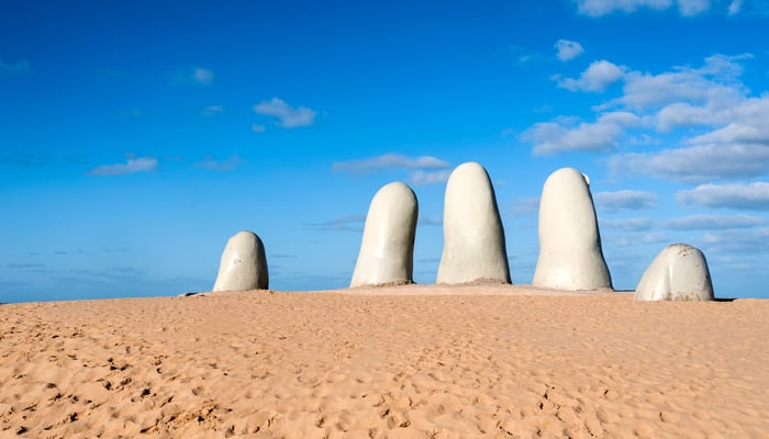 Hand sculpture in Punta del Este, Uruguay