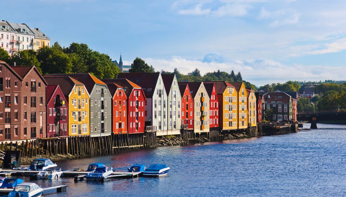 Waterfront buildings in Trondheim, Norway