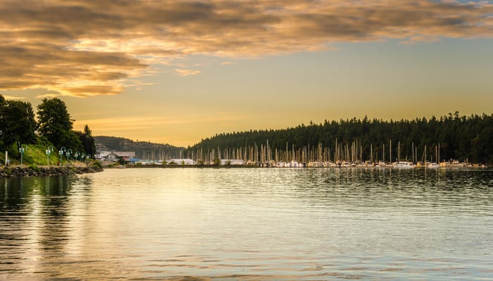 Sunset at Nanaimo harbour, Canada