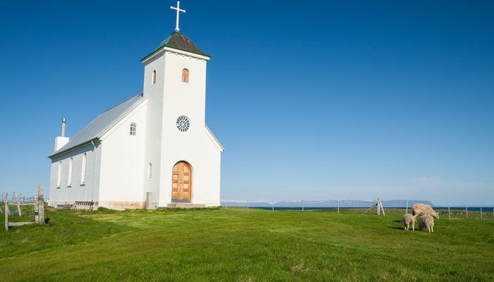 Church on Flatey island, Iceland