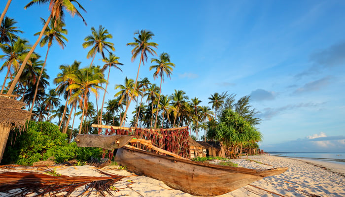 Dhow on the beach in Zanzibar, Tanzania
