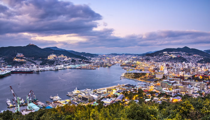 Aerial view of Nagasaki, Japan