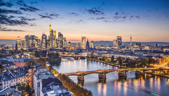 Frankfurt skyline at night