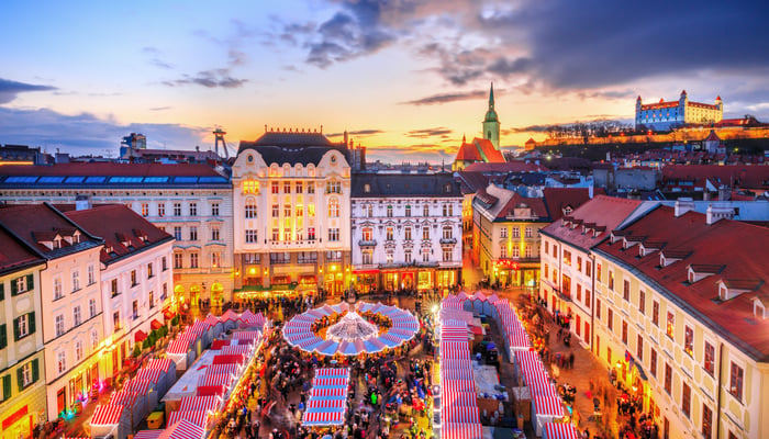 Christmas market in Bratislava, Slovakia