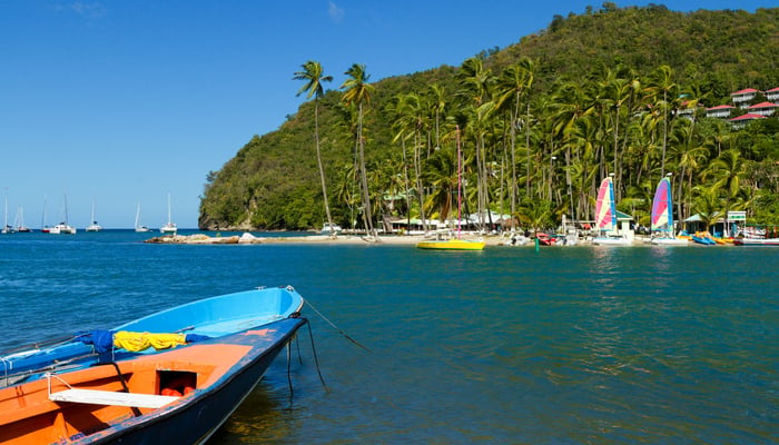 Boat in Marigot Bay, Saint Lucia
