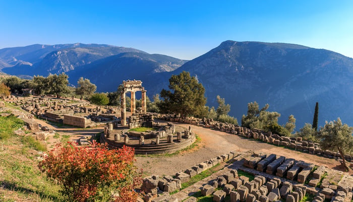 Temple at ancient Delphi, Greece