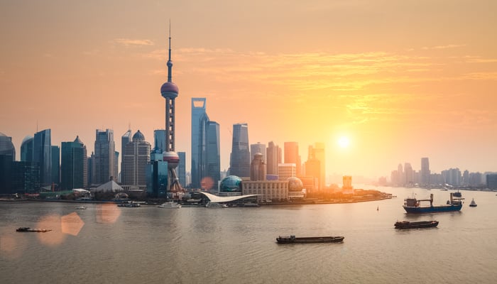 Sunset over Shanghai, China