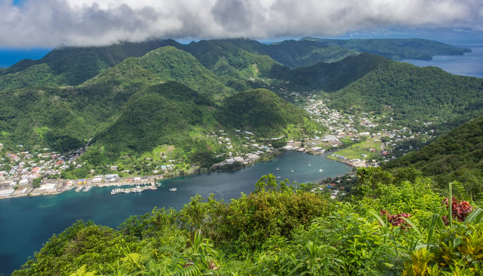 Aerial view of Pago Pago, American Samoa