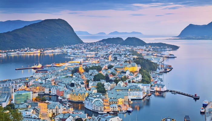 Aerial view of Alesund, Norway