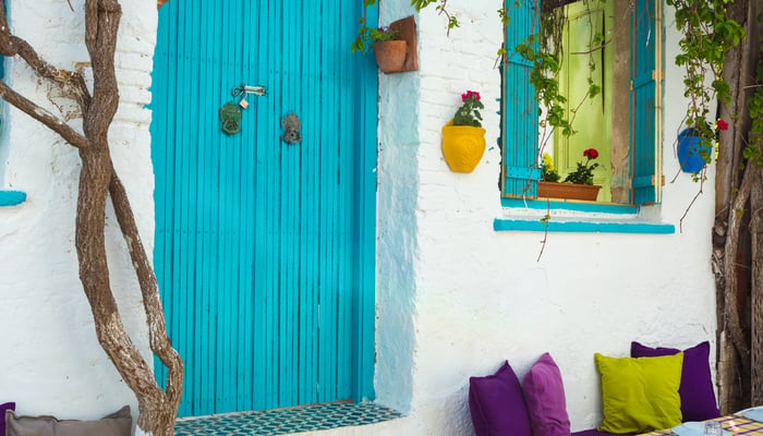 Colourful house in Bozcaada, Turkey