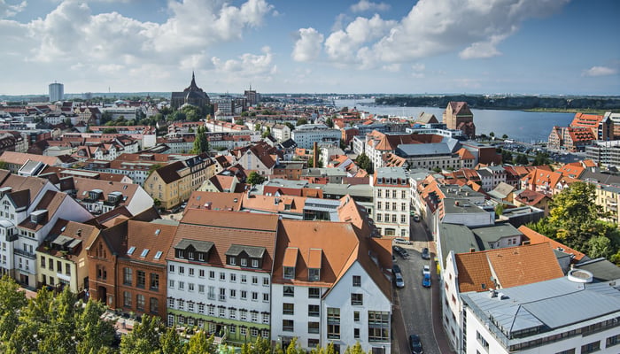 Aerial view of Rostock, Germany
