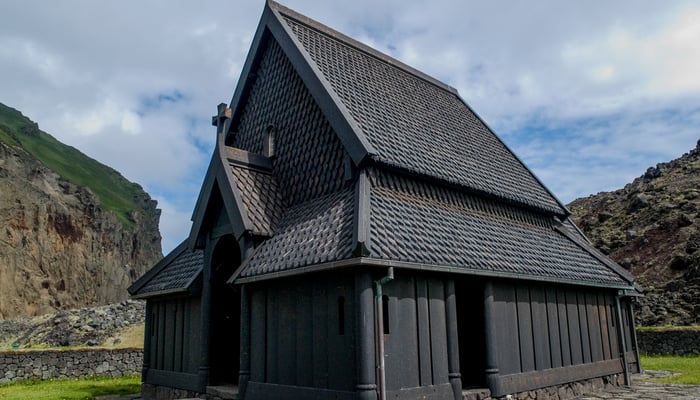 Black church in Heimaey, Westman Islands, Iceland