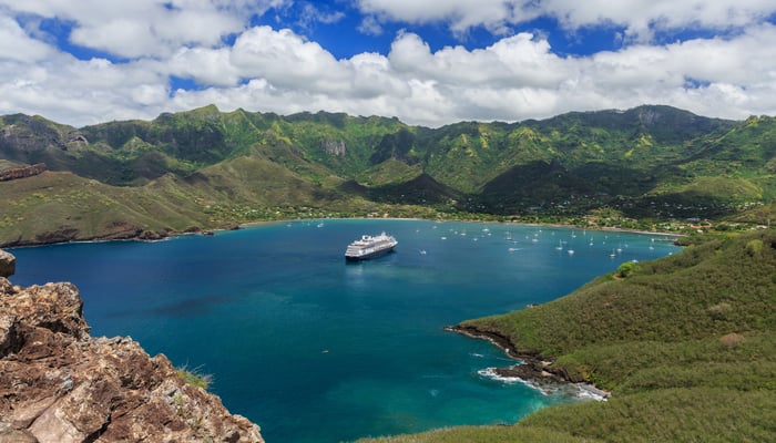 Taiohae bay in Nuku Hiva, French Polynesia