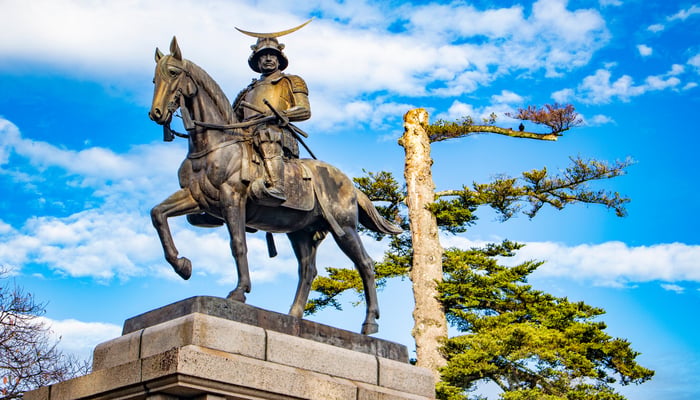 Date Matsumune statue in Sendai, Japan