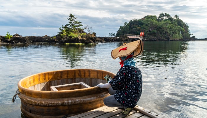Tub boats on Sado Island, Japan