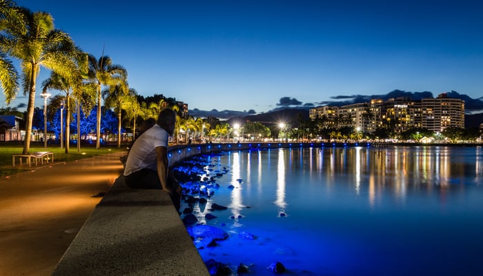 Cairns esplanade by night, Australia