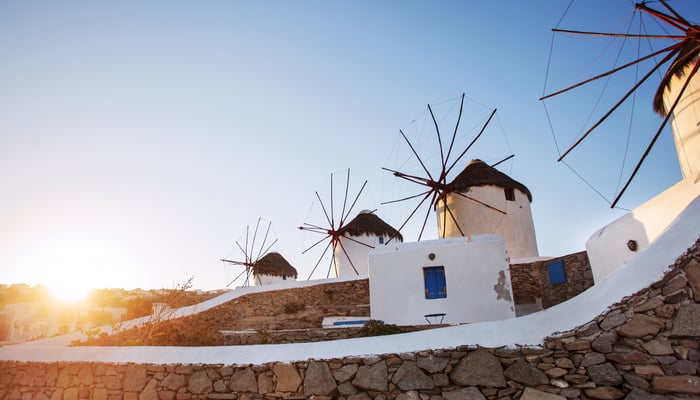 Windmills in Mykonos, Greece