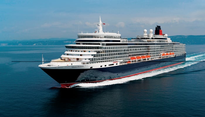 Cunard's Queen Elizabeth cruise ship at sea
