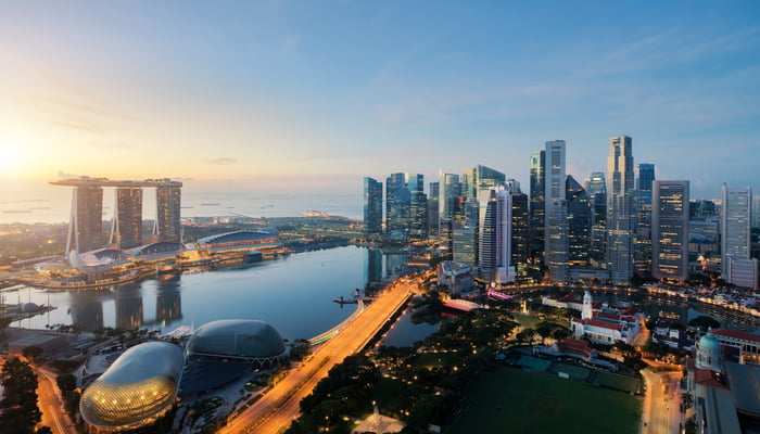 Singapore skyline at dusk