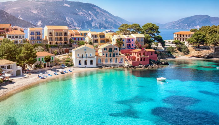 Assos in Kefalonia, somewhere you can visit on a Greek Islands cruise