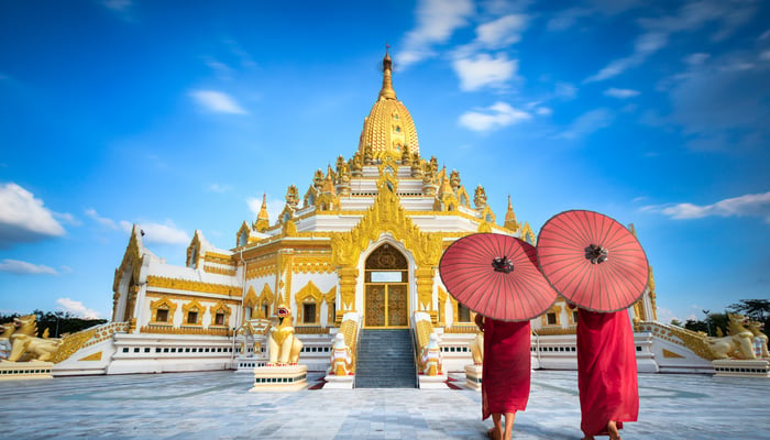 Buddha tooth relic pagoda in Yangon, Myanmar