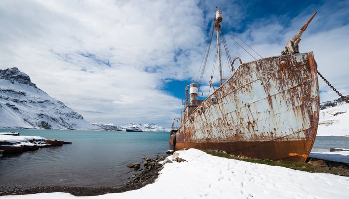Abandoned whaling ship in Grytviken, South Georgia