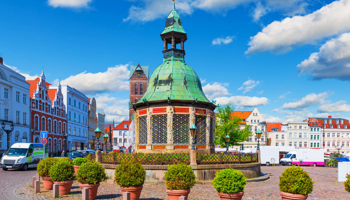 Market square in Wismar, Germany
