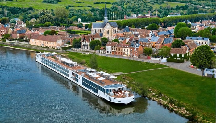 Viking Seine ship docked in Les Andelys, France